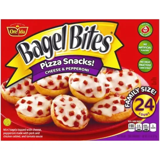 Bagel Bites Cheese & Pepperoni Mini Pizza Bagel Frozen Snacks - 18.6oz/24ct image {9}