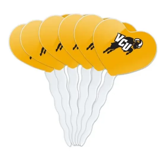 NCAA Virginia Commonwealth University Secondary Heart Love Cupcake Picks Toppers Decoration Set of 6 image {7}