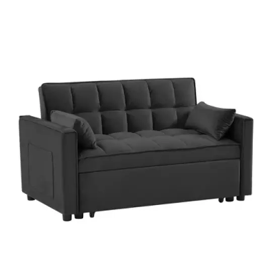 XINGHANZHENXUAN 3-in-1 Velvet Convertible Loveseatm, Sleeper Sofa Bed with Adjustable Backrest & Storage image {12}
