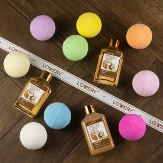 Lovery Bath Boms Gift Set for Women - 9 oversized scented bath bombs plus mini shower gel, bubble bath, and shampoo image {4}