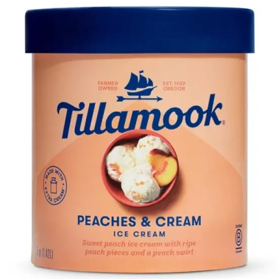 Tillamook Peaches & Cream Ice Cream  - 48 fl oz image {8}