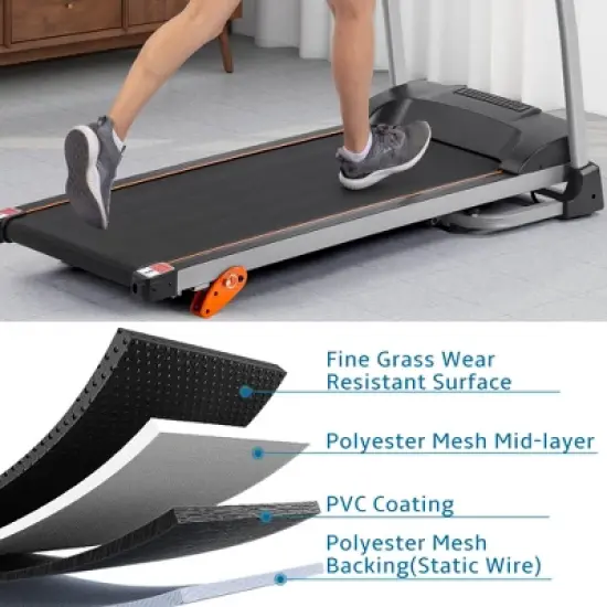 1.5HP Electric Adjustable Compact Folding Treadmill with Equipment Holder, Pulse Sensor and 3 Levels of Incline - ModernLuxe image {7}