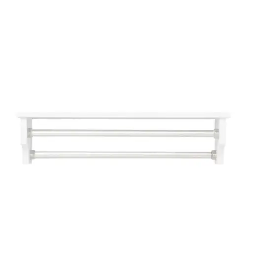 Dover Over the Toilet Hutch Bathroom Shelf with Two Doors and Two Towel Rods White - Alaterre Furniture image {8}
