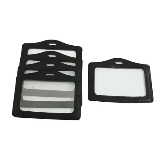 Unique Bargains 5 Pcs Black Clear Faux Leather Business ID Card Badge Holder image {5}