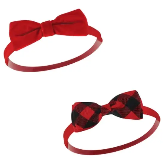 Hudson Baby Infant Girl Cotton and Synthetic Headbands, 12 Days Of Christmas Plaid, 0-24 Months image {6}