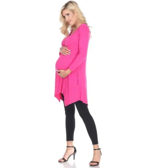 Maternity 3/4 Sleeve Kayla Tunic with Pockets - White Mark image {8}