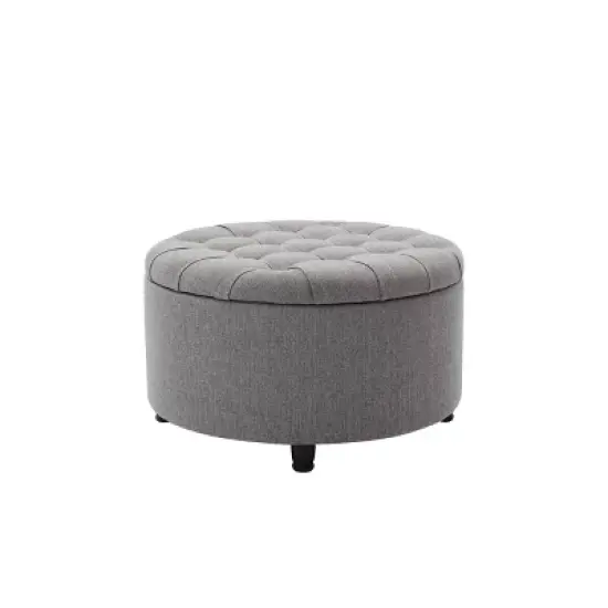 Large Round Tufted Storage Ottoman with Lift Off Lid - WOVENBYRD image {22}