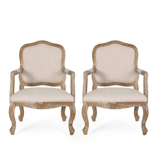 Set of 2 Andrea French Country Wood Upholstered Dining Armchairs - Christopher Knight Home image {11}