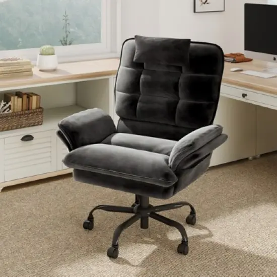 Bestier Big and Tall Executive Office Chair with Flip-Up Arms, Adjustable Height, Reclining Office Chair with Headrest & Side Pockets image {11}