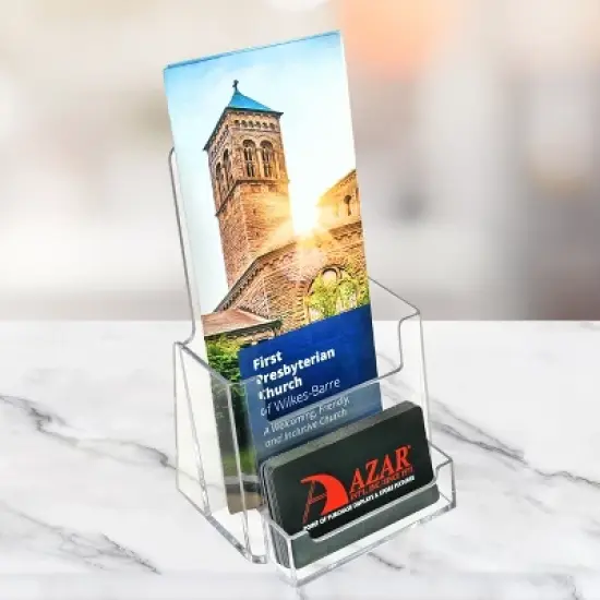 Azar Displays Trifold Brochure Holder w/ Business Card Pocket. Inside Dimension: 4.125"W image {5}