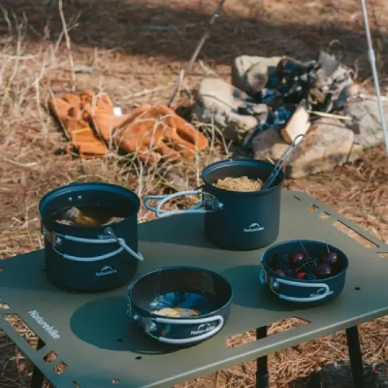 Naturehike 4 in 1 Premium Camping Cookware Set &ndash; Lightweight Aluminum Pots with Multi-Use Lids,Upgraded Handle,Compact & Space-Saving(Only 1.32 lbs) image {2}