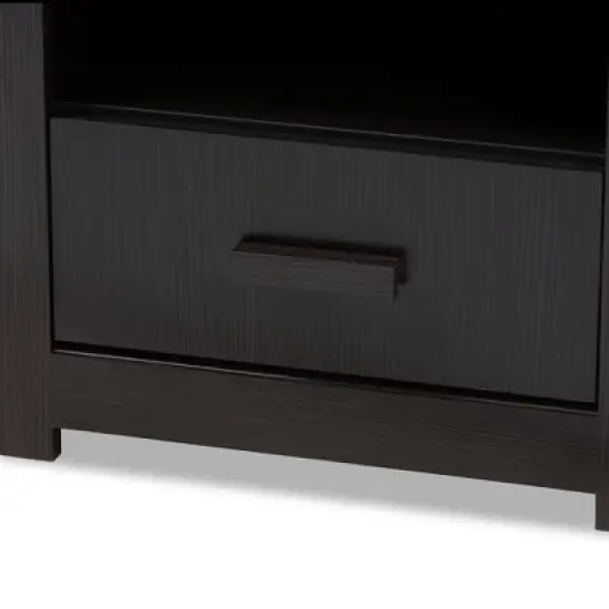 Bienna Modern and Contemporary Finished 1 Drawer Nightstand Dark Brown - Baxton Studio image {4}