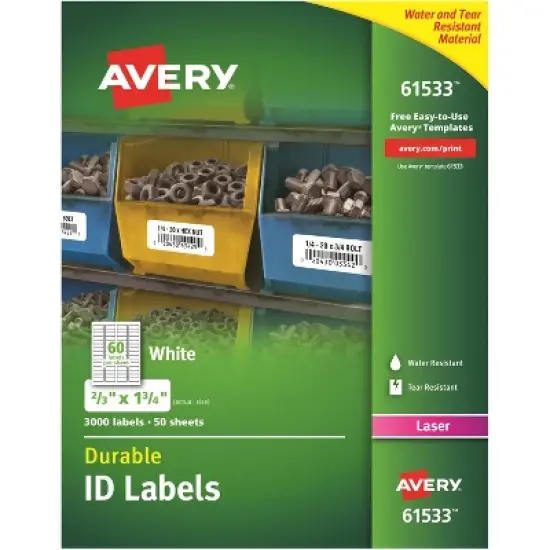 Avery Durable ID Labels 3000/BX White 61533 image {7}