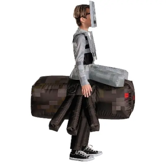 Minecraft Kids' Spider Jockey Halloween Deluxe Inflatable Costume - Gray - 10-12 image {2}