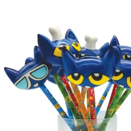 Pete the Cat Theme Squishy Pens (4 Pack) - Fun Fidget Toppers, Black Ink image {5}