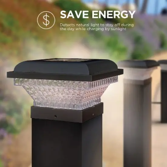 Home Zone Security&reg; Outdoor Solar Post Cap Lights for 3.5-In. x 3.5-In. and 4-In. x 4-In. Posts, 2 Pack image {2}