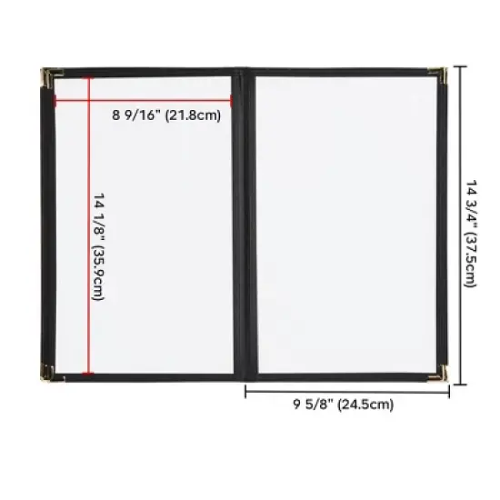 WeChef 10 Pack Restaurant Menu Covers 8.5" x 14" Book Style 8 Views Clear Cafe Black image {5}