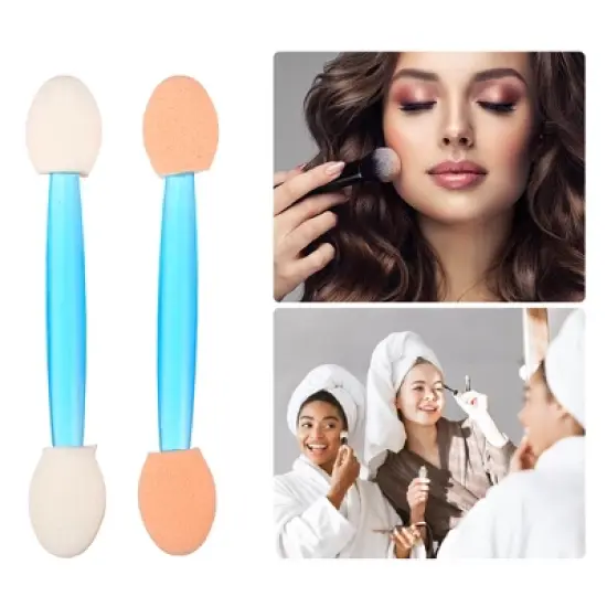 Unique Bargains Short Sponge Dual Sides Eye Shadow Makeup Brushes Applicator Blue 25 PCS image {4}