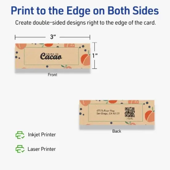 Avery Printable Rectangle Mini Business Cards with Sure Feed Technology, 1" x 3", Kraft Brown Cardstock, Print-to-the-Edge, Laser/Inkjet, 160 Total image {5}