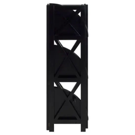 38.75" 4-Shelf Corner Folding Bookcase Black - Flora Home image {3}