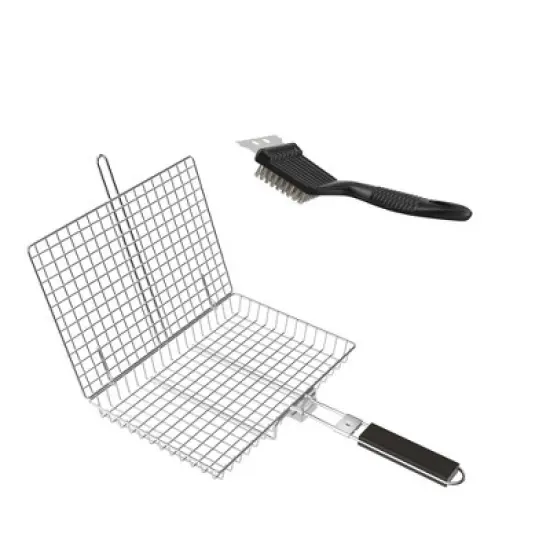 PAIHOME Stainless Steel BBQ Grill Basket with Cleaning Brush, Locking Non-Stick Grilling Tool for Ingredients, Outdoor Barbecue Accessories image {7}
