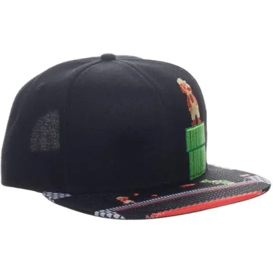 Super Mario Video Game 8-Bit Black Snapback Hat for mens image {2}