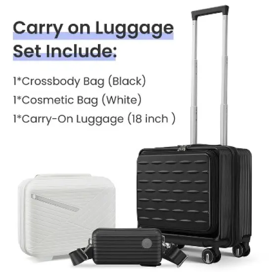 Whisen 18" Hard Shell Carry-On with Front Door, Laptop Layer & TSA Lock image {7}