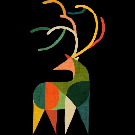 Junior's Design By Humans Geometric deer By radiomode T-Shirt image {1}