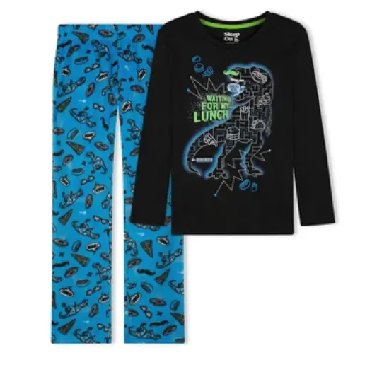 Sleep On It Boys Snacking Dino Soft Fleece 2-Piece Pajama Sleep Set image {8}