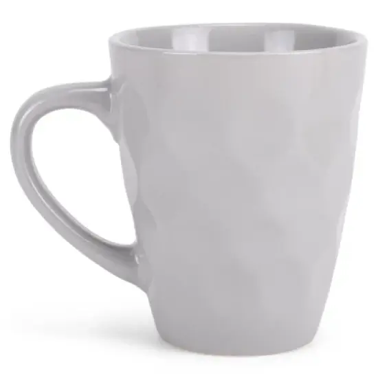 Elanze Designs Dimpled Silver Grey 12 ounce Glossy Ceramic Mugs Matching Set of 4 image {1}