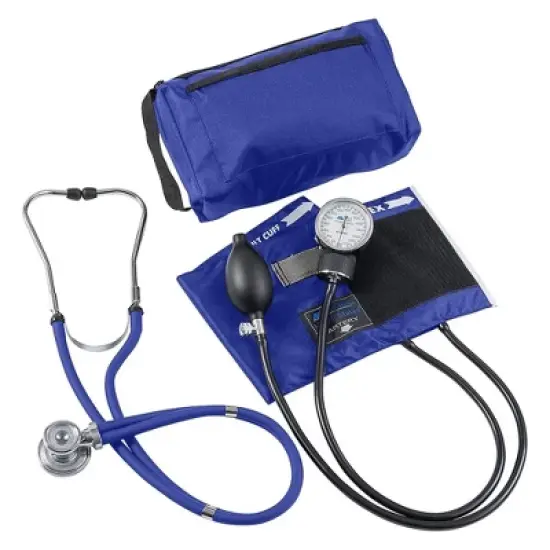 Mabis Adult Blue Pocket Aneroid Reusable Aneroid / Stethoscope Set 2-Tubes 01-360-211 1 Each image {4}