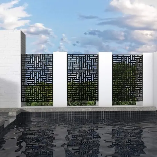 NewTown Decorative Privacy Screen Outdoor Divider with Stand, Featuring Precise Laser Cut,Metal Material-The Pop Home image {2}