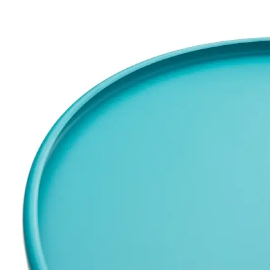 GDFStudio Margaretta Outdoor Steel Side Table with Handle, Teal image {7}