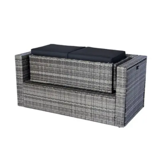 YOOCOZZ 6-Piece Outdoor Patio Wicker Rattan Sectional Sofa Set & Conversation Set with Space Saving Design - Grey+Black image {8}