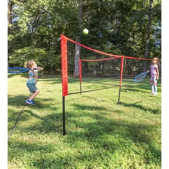 HearthSong Jumbo 3-in-1 Three-Way Game Set Featuring Badminton, Tennis and Volleyball for Kids image {4}