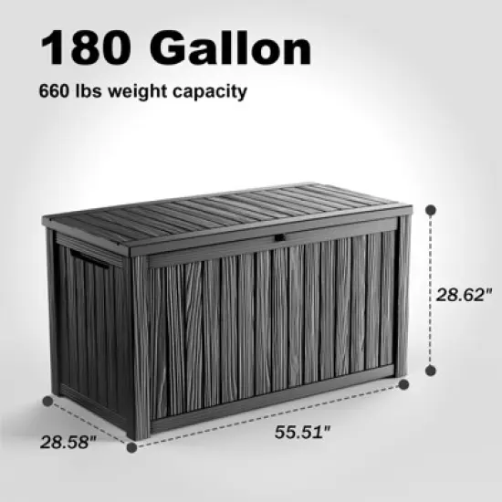 Kumasinova 180 Gal Oversized Storage Deck Box for Outdoor Use,All Weather PP Resin,Garden Seat Storage Box,Waterproof,Seats 2 People image {1}