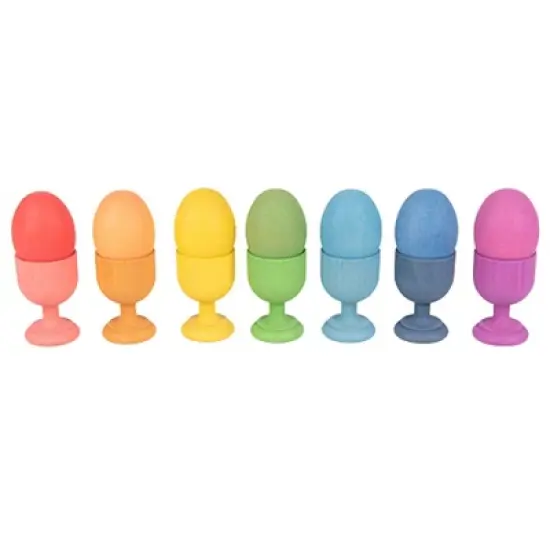 TickiT Rainbow Wooden Egg Cups, Set of 7 image {2}