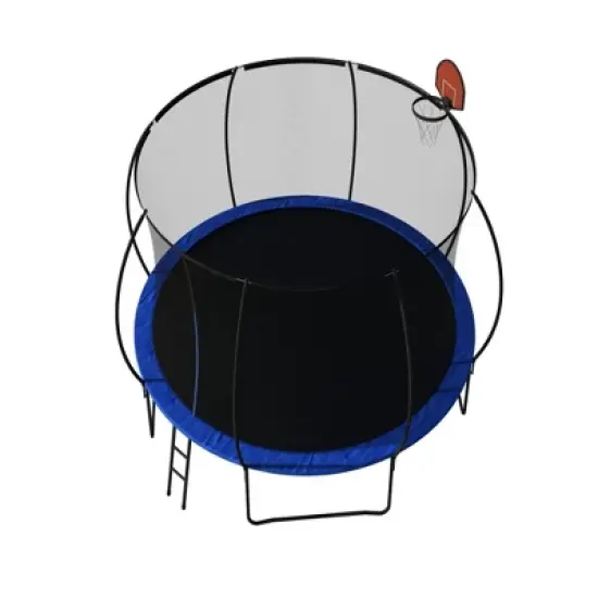 NAYSAYE Trampoline 14FT with Basketball Hoop Enclosure Net and Ladder for Outdoor Recreation, Black and Blue, 168.11"*168.11"*102.37" image {3}