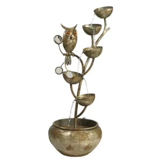 Design Toscano Whooo's Watching Owl Cascading Metal Sculptural Fountain - Silver image {2}
