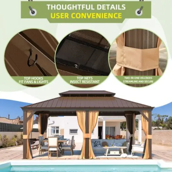 EROMMY 18 Ft. W X 12 Ft. D Aluminum Patio Gazebo image {8}