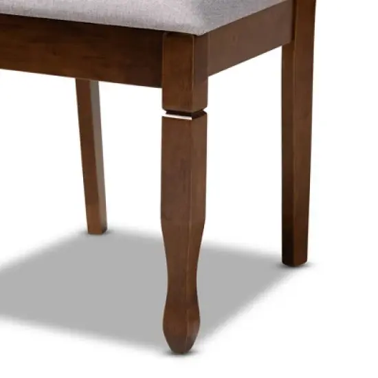 4pc Augustine Fabric Upholstered Dining Chair Set Gray/Walnut Brown - Baxton Studio image {3}