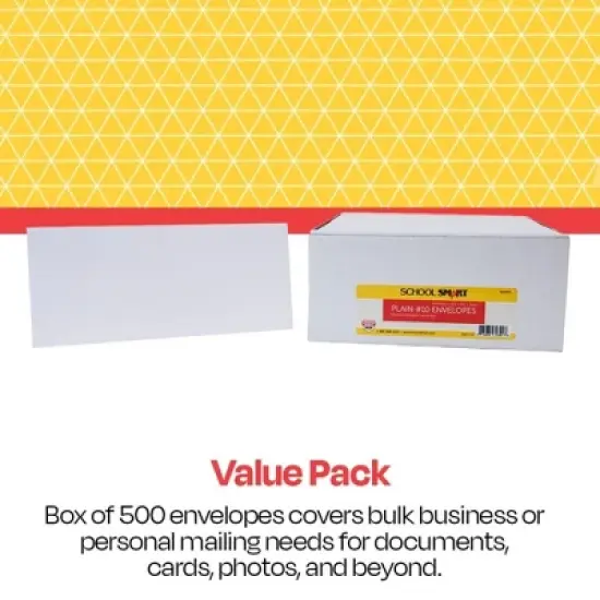School Smart Number 10 Envelopes, 4-1/8 x 9-1/2 Inches, White, Pack of 500 image {5}
