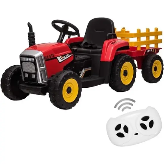 12V 25W Kids Powered Electric Tractor, Toddler Ride On Car w/Remote Control, LED Headlights, Gear Shift, MP3 Player USB Port for Kids 3-6 Years image {10}