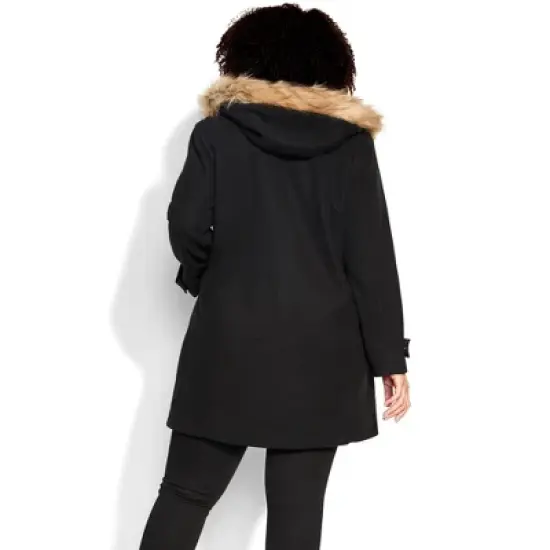 Women's Plus Size Faux Wool Voyager Coat - black | AVENUE image {1}