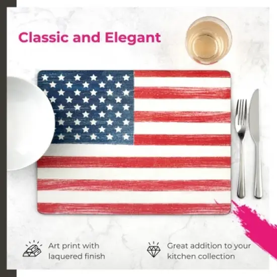 Pimpernel American Flag Placemats - Set of 4 (15.7&rdquo; x 11.7&rdquo;), Cork, Patriotic Design, Easy to Clean, Ideal for Dining - Heat & Stain Resistant image {2}