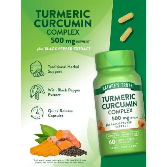 Nature's Truth Turmeric Curcumin with Black Pepper Extract | 500mg | 60 Capsules image {4}