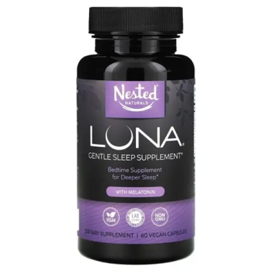 Nested Naturals Luna, Gentle Sleep Supplement with Melatonin, 60 Vegan Capsules image {4}