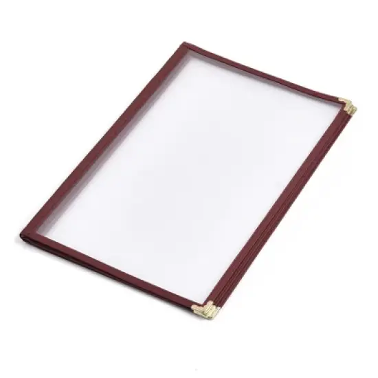WeChef 60 Pack Restaurant Menu Covers 8.5 x 14" Book Style 3 Pages 6 View Burgundy Red image {2}