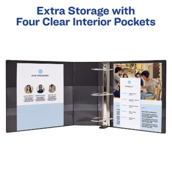 Avery Heavy-Duty View 3 Ring Binders, 4" One Touch Slant Rings, 2 Black Binders (79874) image {4}