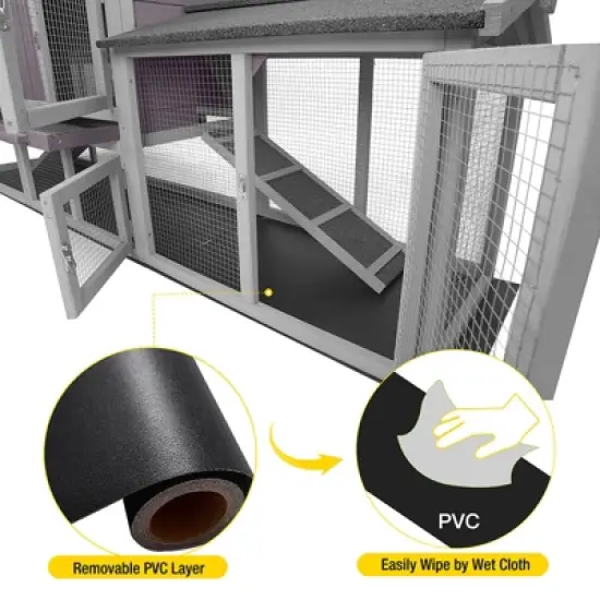 Aivituvin Extra Large Rabbit Hutch | Chicken Coop for 2-3 Small Pets (Inner Space 9.6ft&sup2;)-AIR04-B image {6}